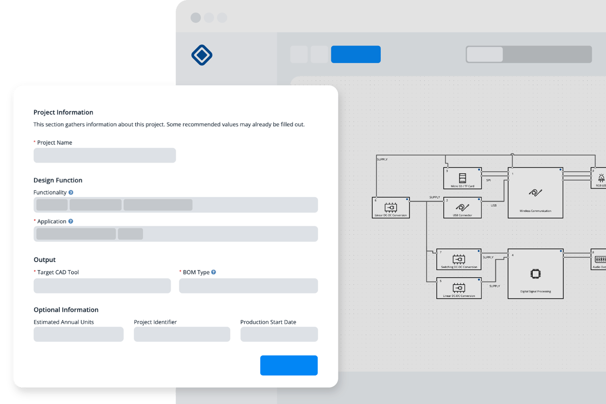 A view of the "Define Requirements" functionality