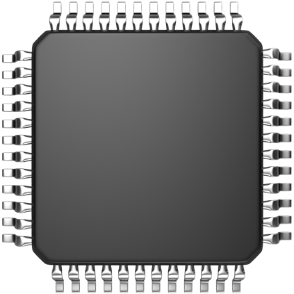 A microchip cut in half